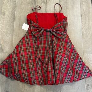 Plaid Red Dress with Bow